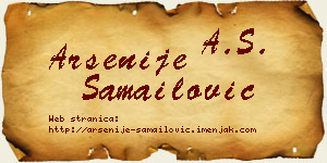 Arsenije Samailović vizit kartica